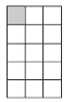 A 5x3 rectangle with one cube on top left shaded.