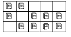 A 5 by 3 grid with 10 cartons scattered amongst the grid.