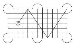 A diagram showing ball's path.