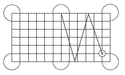 A diagram showing ball's path.