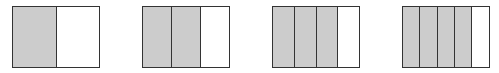 Different rectangles showing fraction combinations with large gap between numerator and denominator.