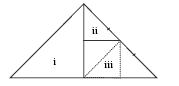 A triangle divided into five parts.