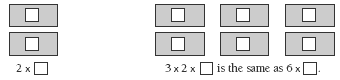 A diagram multiplying a number by 2 then 3.