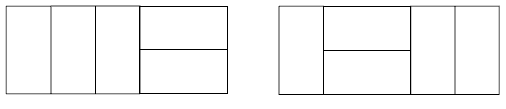 Two patterns with different arrangement but both consisting of three vertical lines and two horizontal lines. 