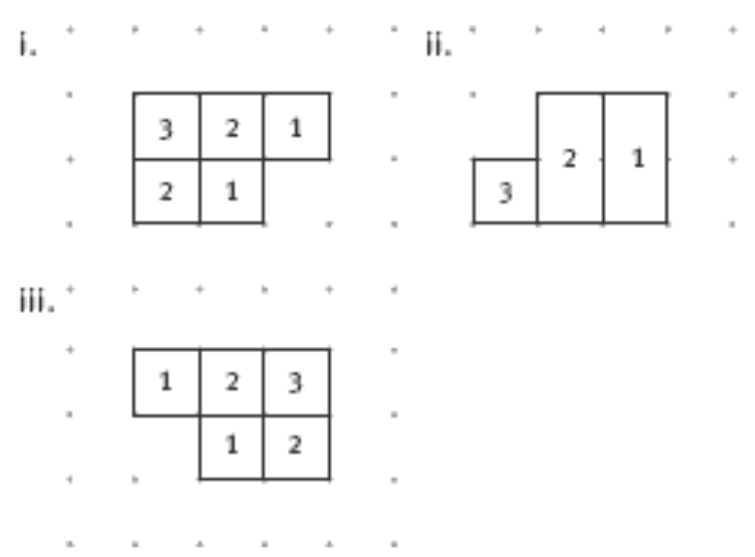 Three possible solutions, each using 9 cubes.