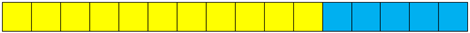 A stack of 16 cubes, 11 yellow and 5 blue.
