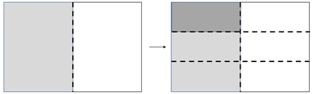 A piece of paper folded in half and shaded, then folded into thirds width-ways and shaded again to indicate 1/3 of 1/2.