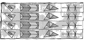 Shapes on Tongan tapa, ngatu, translated onto three other strips (answer to Activity 3).