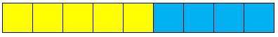 A stack of nine cubes, 5 yellow and 4 blue, represent a ratio of 5:4.