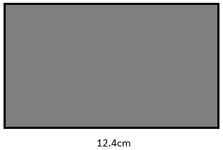 Grey rectangle with a single measurement given along the base of 12.4 cm.