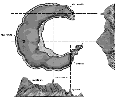 A map of Mārama Island from top view.