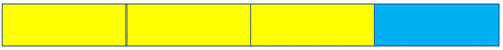 A stack of unnumbered cubes: 3/4 are yellow and 1/4 are blue.