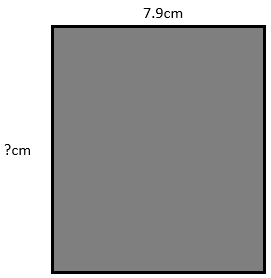 Grey rectangle with an unknown height and a width measuring 7.9 centimetres.
