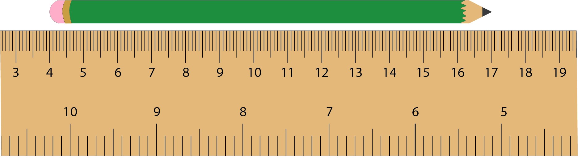 Pencil measuring alongside a ruler at a length between 4 and 17 centimetres.