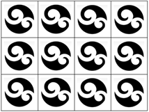A 4 by 3 repetitive pattern used to identifying the rows and columns of units in rectangles.