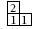 3 squares containing numbers, bottom left square contains a 1, the bottom right contains a 1, and the top left contains a 2.