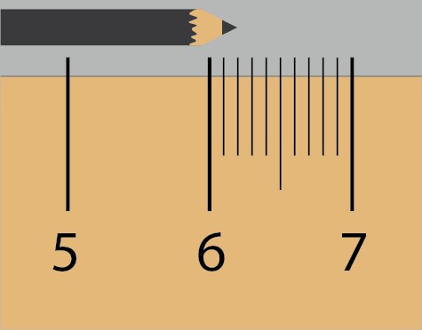 A ruler with a pencil resting on it, ready for measurement and marking.