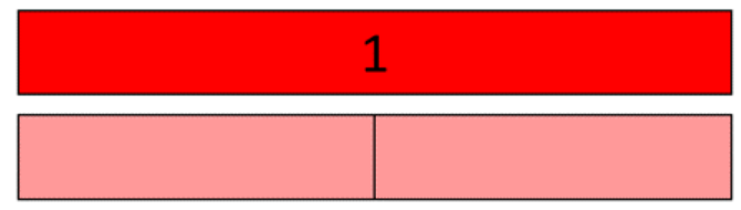 One whole pink strip and one whole halved pink strip.