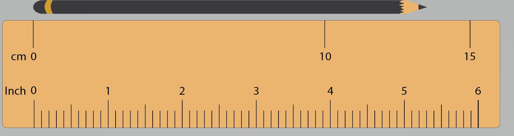 A ruler with a pencil resting on it, ready for measurement and marking.