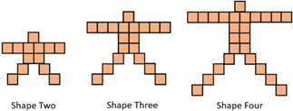 Three human-shaped patterns of squares.