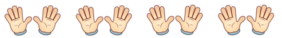 Four pairs of hands with ten fingers showing in each pair.