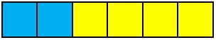 2 blue cubes and 4 yellow cubes, all joined together.