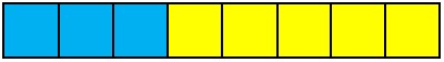 A row of 8 cubes: 3 blue and 5 yellow.