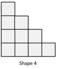 A staircase shape of squares: the height of the left side is made up of four squares, and the height decreases by one square with each step to the right.