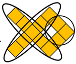 A fish pattern of squares partitioned into three parts.