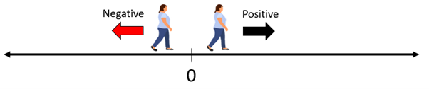 An integers line, with zero as the midpoint. 