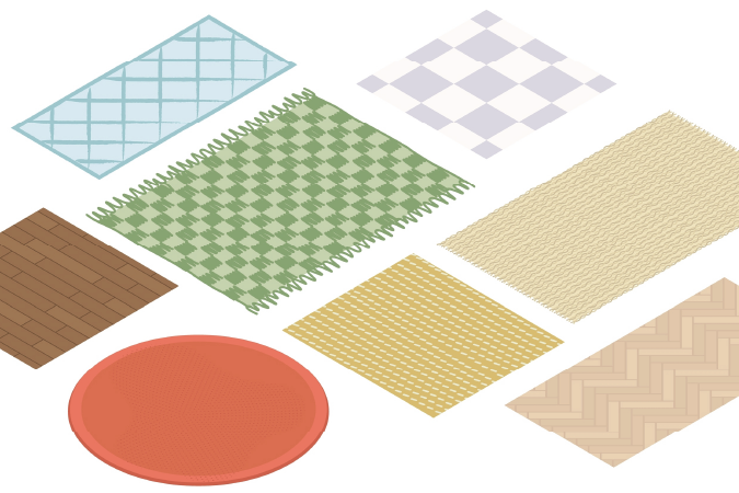 A collection of diverse patterns and styles of flooring.