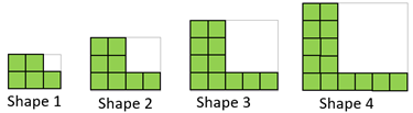 Four L-shaped patterns of squares.