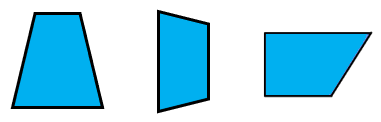 Three different trapezium shapes.