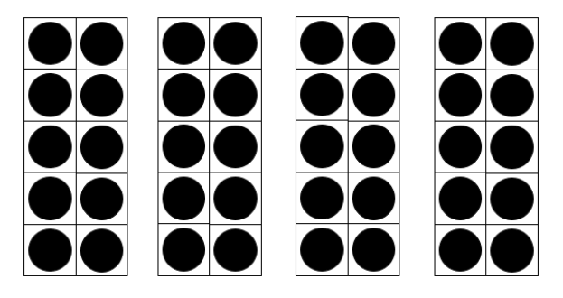 Four ten-dot tens frames cards.