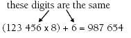 The equations reasoning and answer has the same number of digits as the initial number, but starts with 9 and continues down.