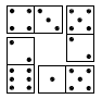 Four dominoes creating a square. 