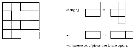 A number of solutions possible to form a square.