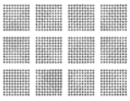 Dot squares showing the equation 30 x 40.