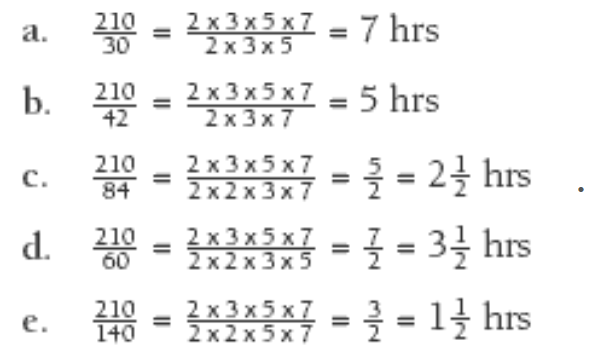 Five different division equations used to find the amount of hours.