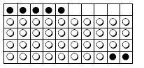 Tens board showing 7 black counters and 38 white counters.