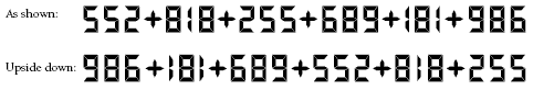 Two rows of digits.  First row is as shown and send row is how digits will look upside down.