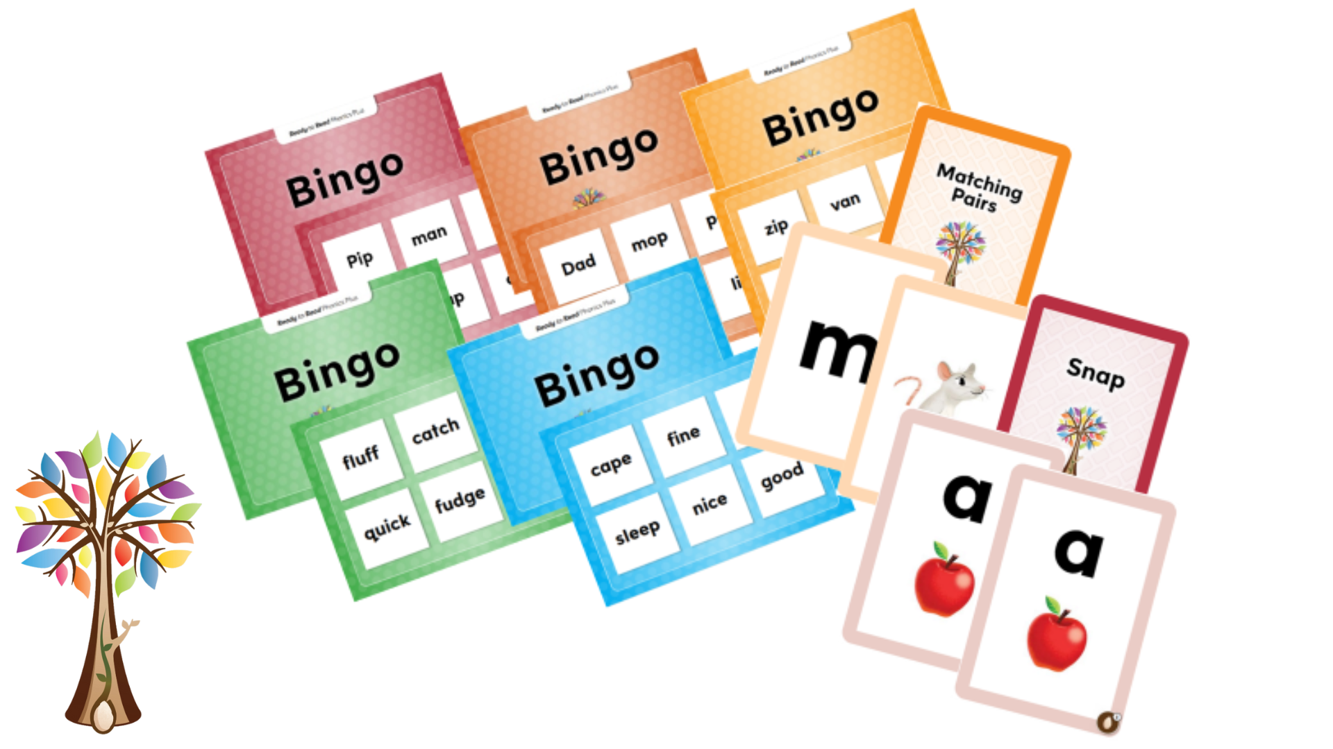 Images showing a preview of the games including bingo, snap and matching pairs.