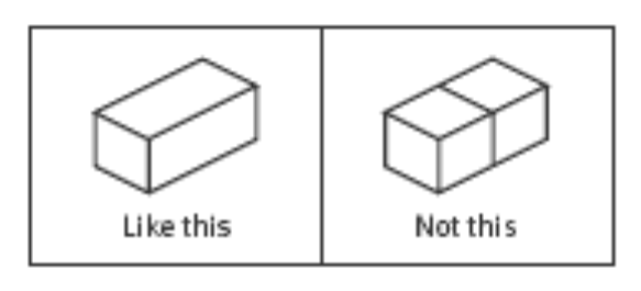 One rectangular cube and one rectangular cube halved.