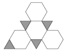 A 2D unfolded shape made of triangles and hexagons. 