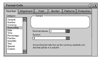 Screenshot of a formatting menu from a spreadsheet application. 