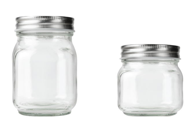 Two glass jars.