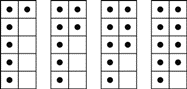 Three templates showing the stitches required to form the web template pattern.