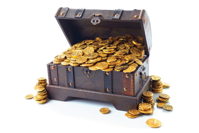 A chest of gold coins.