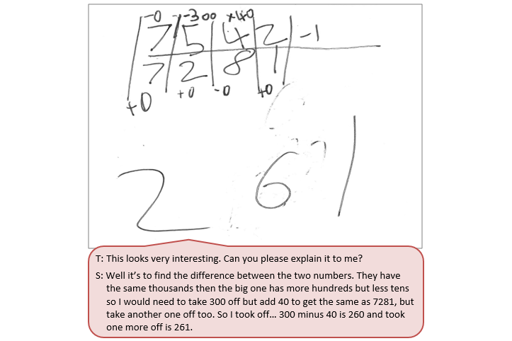 A maths problem with workings.