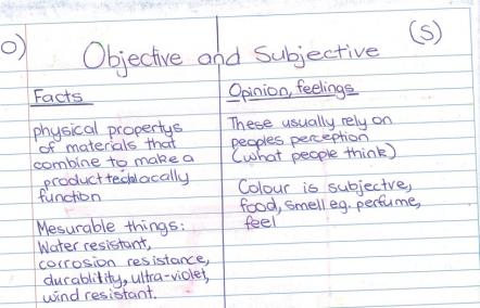 Student writing: objective and subjective.